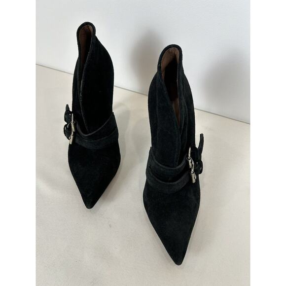 TABITHA SIMMONS Black Buckle Strap Goth Winklepicker Pointed Toe Stiletto 38 - Picture 2 of 10